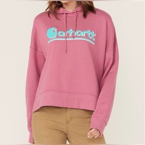Carhartt Women's Rose Hoodie with Teal Logo